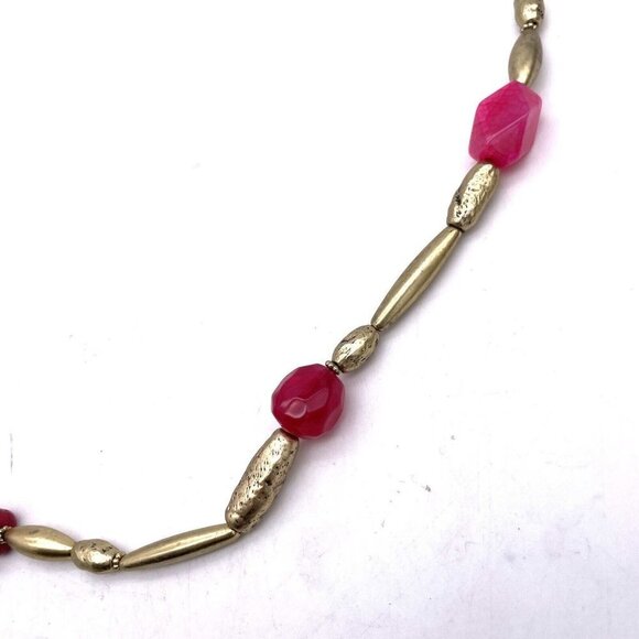 Chicos Long Gold-Tone and Pink Single-Strand Beaded Necklace 36 to 40 in - Picture 3 of 7